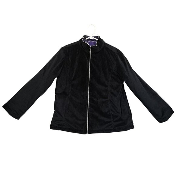 ZeroXposur Womens XL Reversible Jacket Purple Plaid Black Fleece Zip Up (Flaw) - Picture 10 of 10